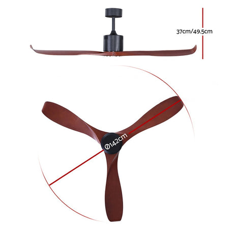 56 DC Motor Ceiling Fan with Remote 8H Timer Reverse Mode 5 Speeds Wooden