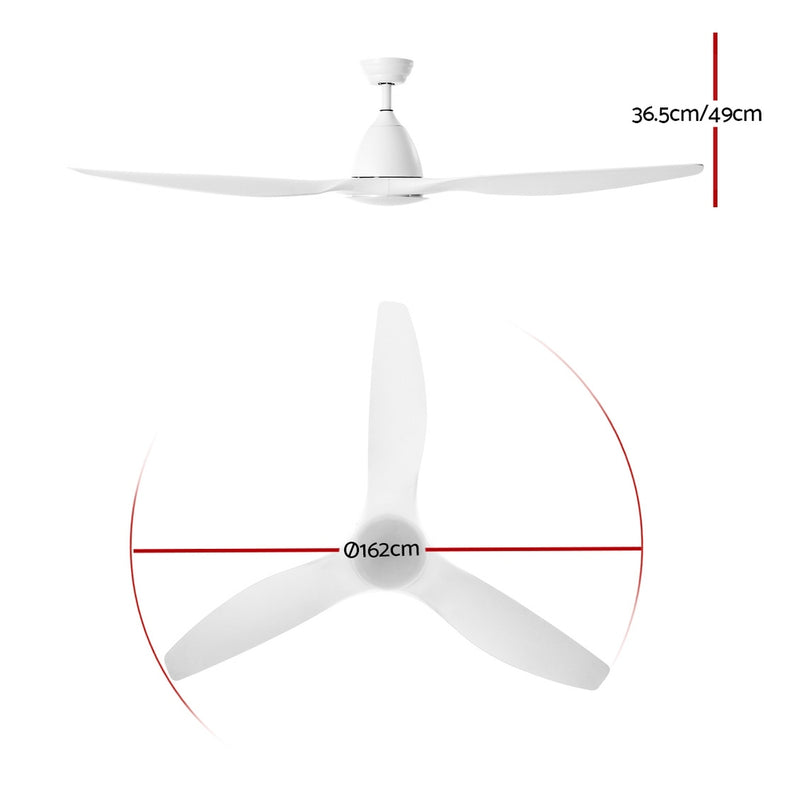64 DC Motor Ceiling Fan with LED Light with Remote 8H Timer Reverse Mode 5 Speeds White"