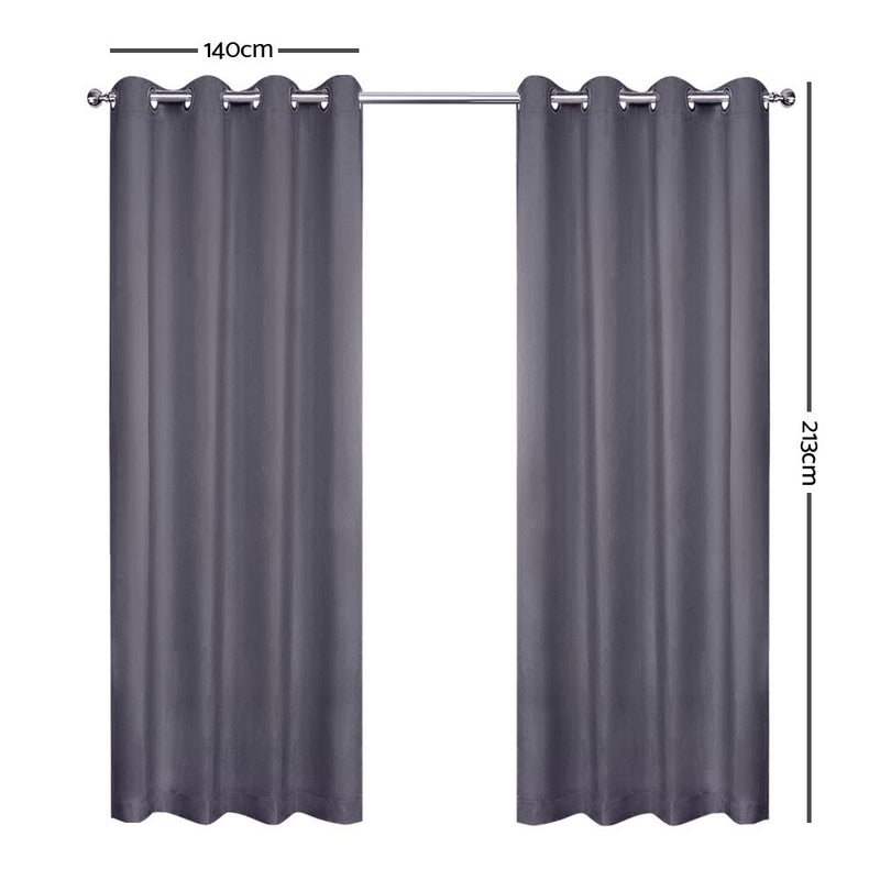 Art Queen 2 Panel 140 x 213cm Block Out Curtains - Grey