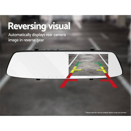 4.3  Mirror Dash Camera 1080p HD Car Cam Recorder Rear-view Vehicle Camera WDR