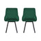 Artiss Dining Chairs Set Of 2 Velvet Upholstered Green Cafe Kirtchen Chairs