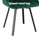 Artiss Dining Chairs Set Of 2 Velvet Upholstered Green Cafe Kirtchen Chairs