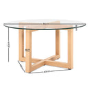 Artiss Tempered Glass Round Coffee Table - Beige