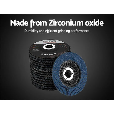 Giantz 10 PCS Zirconia Sanding Flap Disc 5’’ 125mm 40Grit Angle Grinding Wheel