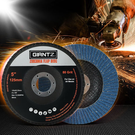 Giantz 20 PCS Zirconia Sanding Flap Disc 5’’ 125mm 80Grit Angle Grinding Wheel