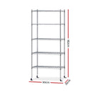 90cm 5 Tier Metal Wire Rack Shelving Unit Chrome Storage Shelves Racks Kitchen Trolley Silver