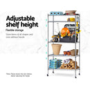 90cm 5 Tier Metal Wire Rack Shelving Unit Chrome Storage Shelves Racks Kitchen Trolley Silver