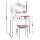 Artiss Dressing Table with Mirror - White