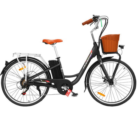 Phoenix 26 Electric Bike eBike e-Bike City Bicycle Vintage Style LG Battery Motorized Basket Black