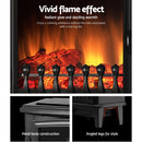 Devanti Electric Fireplace Wood Heater Portable Fire Log Flame Effect Winter Warm 1800W