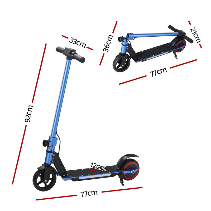 Electric Scooter 130W 16KM/H LED Light Folding Portable For Kids Teens Blue