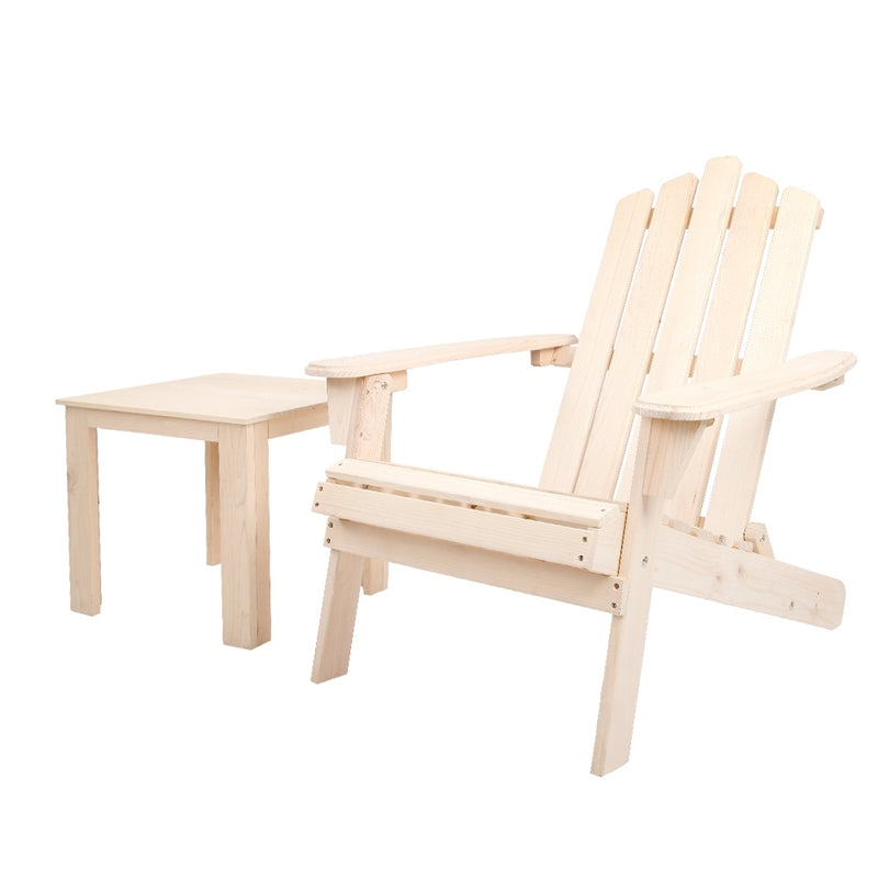 Gardeon Outdoor Beach Chairs Table Set Wooden Folding Adirondack Lounge