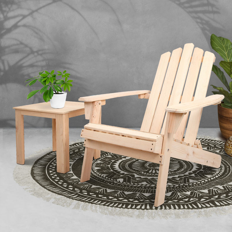 Gardeon Outdoor Beach Chairs Table Set Wooden Folding Adirondack Lounge