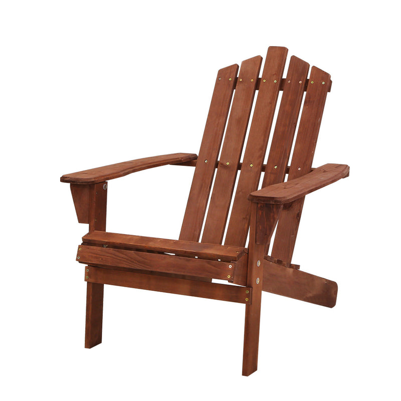 Gardeon Outdoor Sun Lounge Beach Chairs Table Setting Wooden Adirondack Patio Brown Chair