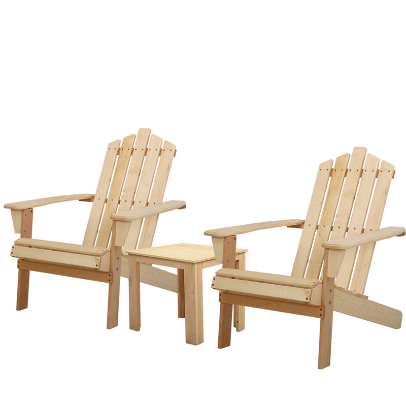 Gardeon Outdoor Sun Lounge Beach Chairs Table Setting Wooden Adirondack Patio Natural Wood Chair