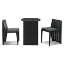 Gardeon 3 Piece PE Wicker Outdoor Table and Chair Set - Black