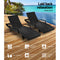 Gardeon Sun Lounge Setting Black Wicker Day Bed Outdoor Furniture Garden Patio