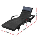 Gardeon Sun Lounge Outdoor Furniture Wicker Lounger Rattan Day Bed Garden Patio Black