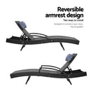 Gardeon Sun Lounge Outdoor Furniture Wicker Lounger Rattan Day Bed Garden Patio Black