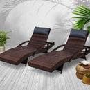 Gardeon Sun Lounge Setting Brown Wicker Day Bed Outdoor Furniture Garden Patio