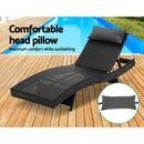 Gardeon Outdoor Sun Lounge Setting Wicker Lounger Day Bed Rattan Patio Furniture Black