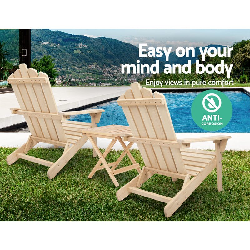 Gardeon Outdoor Chairs Table Set Lounge Patio Furniture Beach Chair Adirondack