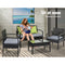 4 Seater Sofa Set Outdoor Furniture Lounge Setting Wicker Chairs Table Rattan Lounger Bistro Patio Garden Cushions Black