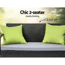 4 Seater Sofa Set Outdoor Furniture Lounge Setting Wicker Chairs Table Rattan Lounger Bistro Patio Garden Cushions Black