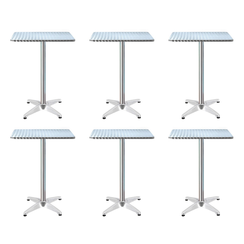 Gardeon 6pcs Outdoor Bar Table Furniture Adjustable Aluminium Square Cafe Table