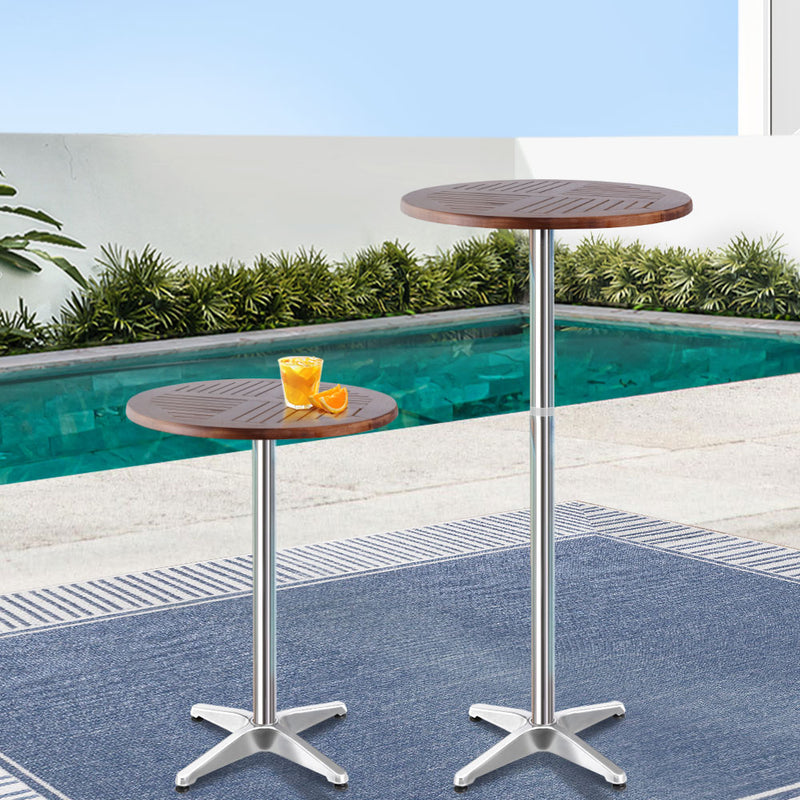 Outdoor Bar Table Furniture Wooden Cafe Table Aluminium Adjustable Round Gardeon