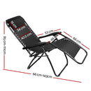 Zero Gravity Chairs 2PC Reclining Outdoor Furniture Sun Lounge Folding Camping Lounger Black