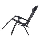 Zero Gravity Chairs 2PC Reclining Outdoor Furniture Sun Lounge Folding Camping Lounger Black