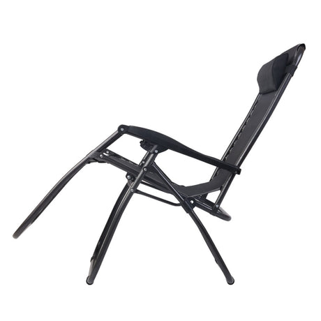 Gardeon Zero Gravity Chairs 2PC Reclining Outdoor Furniture Sun Lounge Folding Camping Lounger Black