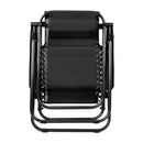 Zero Gravity Chairs 2PC Reclining Outdoor Furniture Sun Lounge Folding Camping Lounger Black