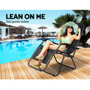 Zero Gravity Chairs 2PC Reclining Outdoor Furniture Sun Lounge Folding Camping Lounger Black