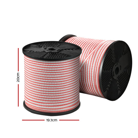 Giantz Electric Fence Wire 400M Tape Fencing Roll Energiser Poly Stainless Steel