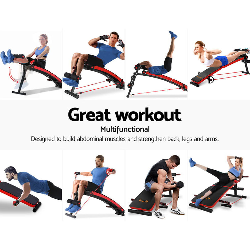 Everfit Adjustable Sit Up Bench Press Weight Gym Home Exercise Fitness Decline