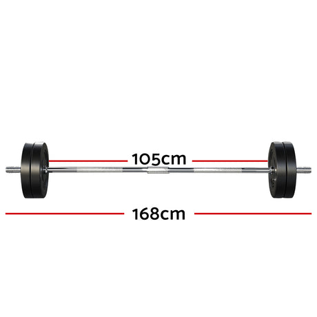 48KG Barbell Weight Set Plates Bar Bench Press Fitness Exercise Home Gym 168cm