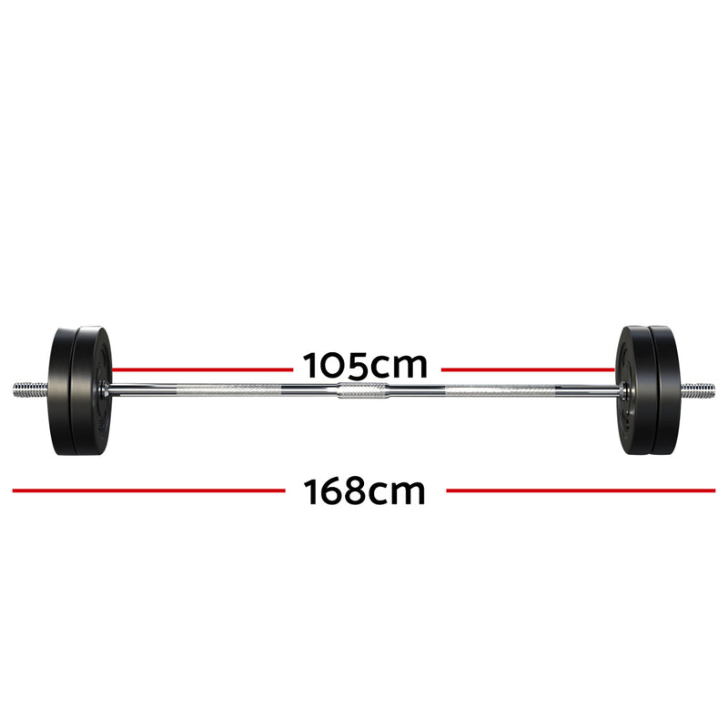 48KG Barbell Weight Set Plates Bar Bench Press Fitness Exercise Home Gym 168cm