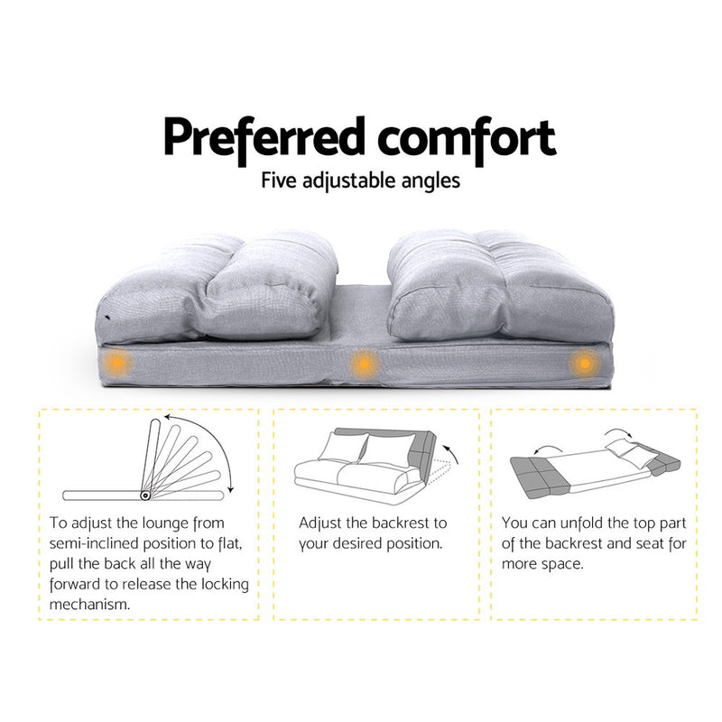 Artiss Lounge Sofa Bed Floor Recliner Chaise Folding Linen Farbric