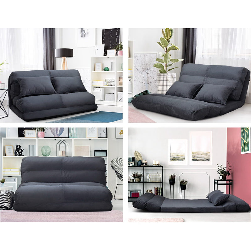 Artiss Lounge Sofa Bed Floor Recliner Chaise Folding Suede