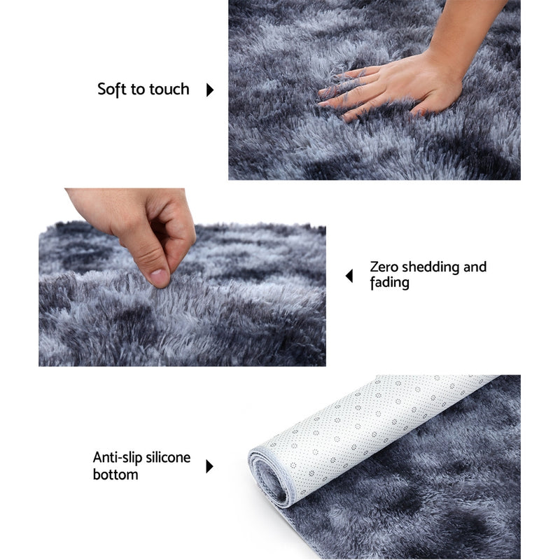 Artiss Gradient Shaggy Rug 140x200cm Carpet Area Rugs Dark Grey