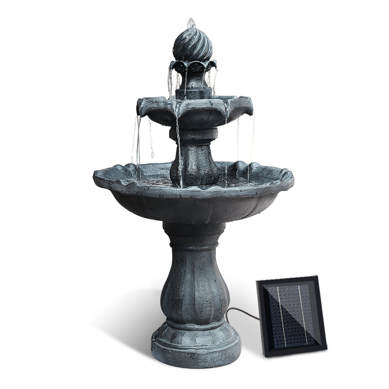 Gardeon 3 Tier Solar Powered Water Fountain - Black