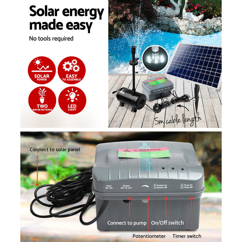 Gardeon 1600L/H Submersible Fountain Pump with Solar Panel