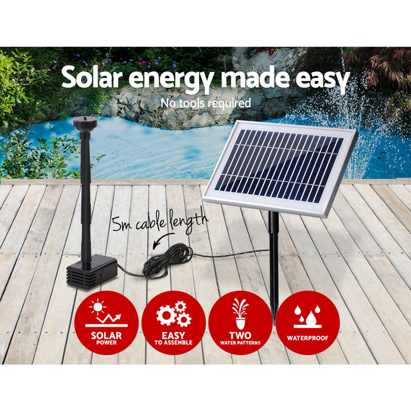 Gardeon Solar Pond Pump Powered Water Outdoor Submersible Fountains Filter 4.6FT