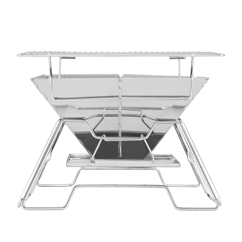 Grillz Camping Fire Pit BBQ 2-in-1 Grill Smoker Outdoor Portable Stainless Steel