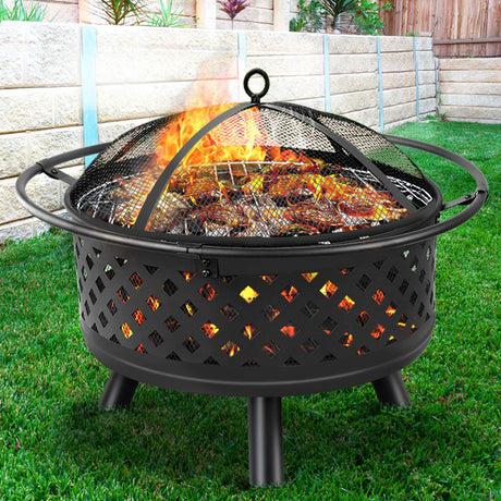 Fire Pit BBQ Grill Smoker Portable Outdoor Fireplace Patio Heater Pits 30