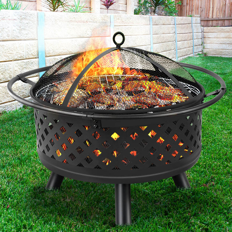 Fire Pit BBQ Grill Smoker Portable Outdoor Fireplace Patio Heater Pits 30"