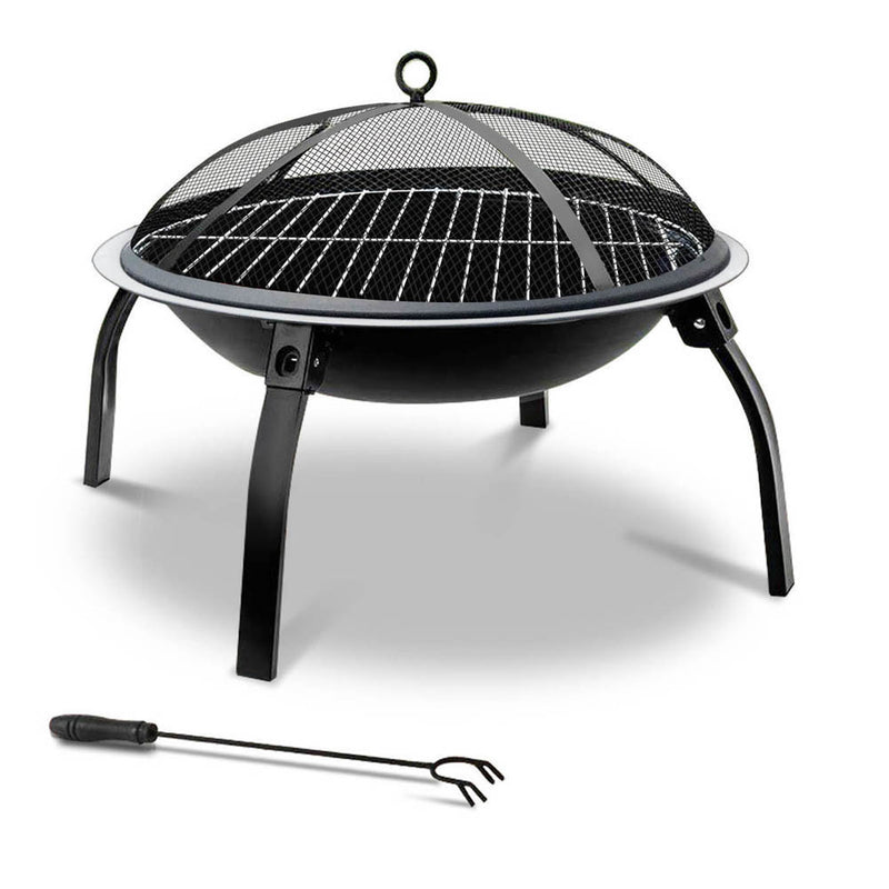 Grillz 22 Inch Portable Foldable Outdoor Fire Pit Fireplace