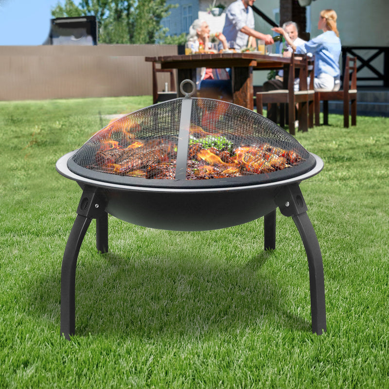 Fire Pit BBQ Charcoal Smoker Portable Outdoor Camping Pits Patio Fireplace 22"